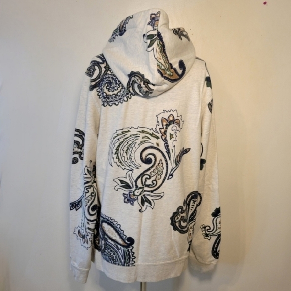 Urban Outfitters: Men's Small Paisley Print Kangaroo Pocket Pullover Hoodie - Picture 4 of 9